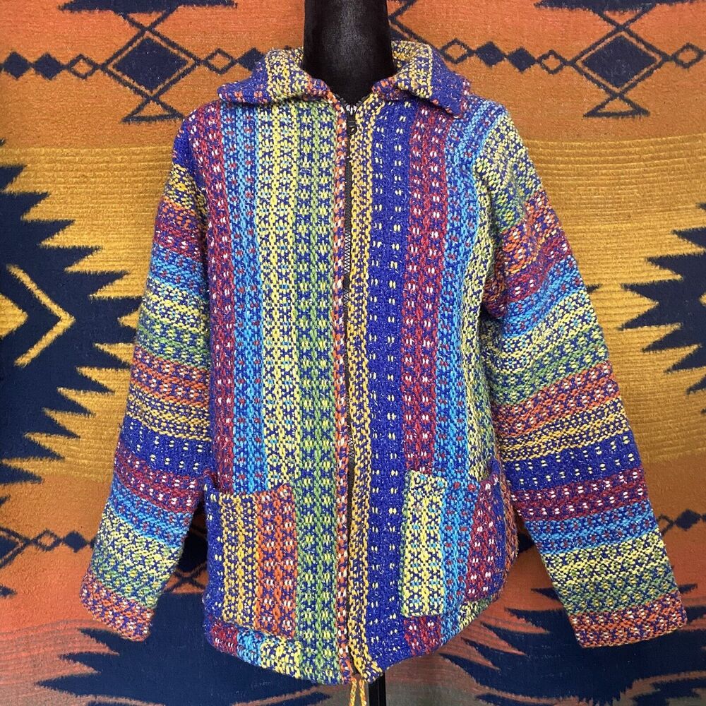 Vintage Spirit Of The Andes Wool Blend Zip Up Sweater Coat. M/L. Pockets!